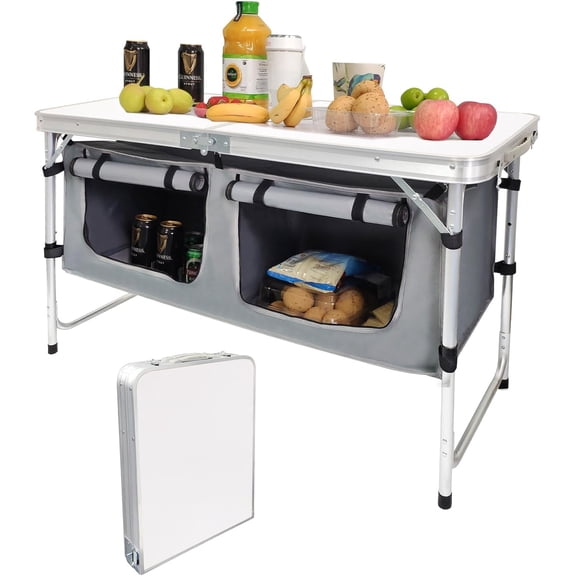 Folding Aluminum Table with Adjustable Legs for Outdoor Use