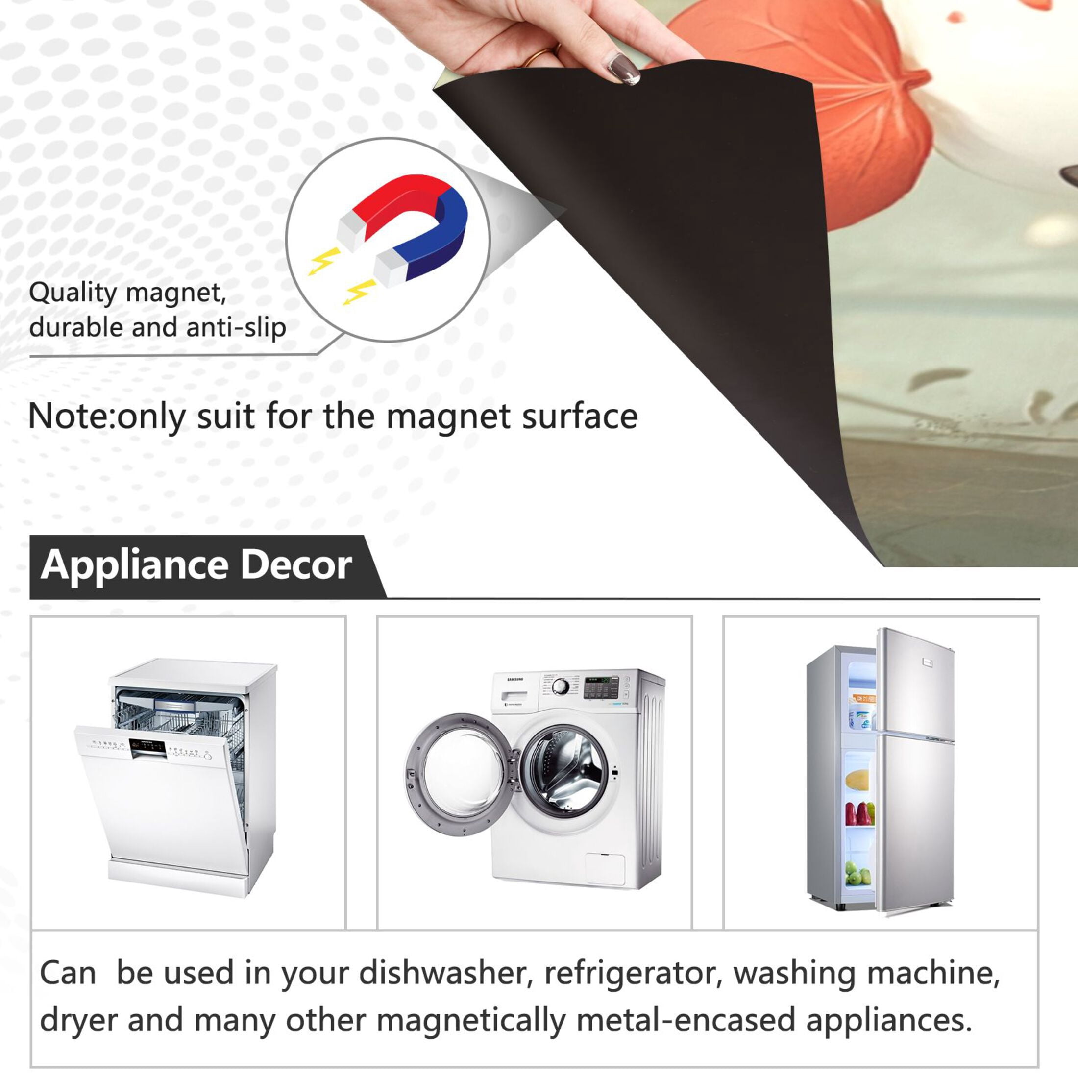 Dishwasher Magnetic Sticker 23x26 Inch Refrigerator Magnetic Sticker Washing Machine Magnetic Sticker Kitchen Panel Magnetic Sticker Home Decor Super Cute White Bird