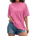 thumbnail image 2 of Tittly T Shirts for Women Spring Tops for Women Womens Washed Vintage Oversized T Shirt Casual Baggy Streetwear Tee Workout Short Sleeve Trendy Tops Tshirts Shirts Basic Tees Hot Pink XL, 2 of 5