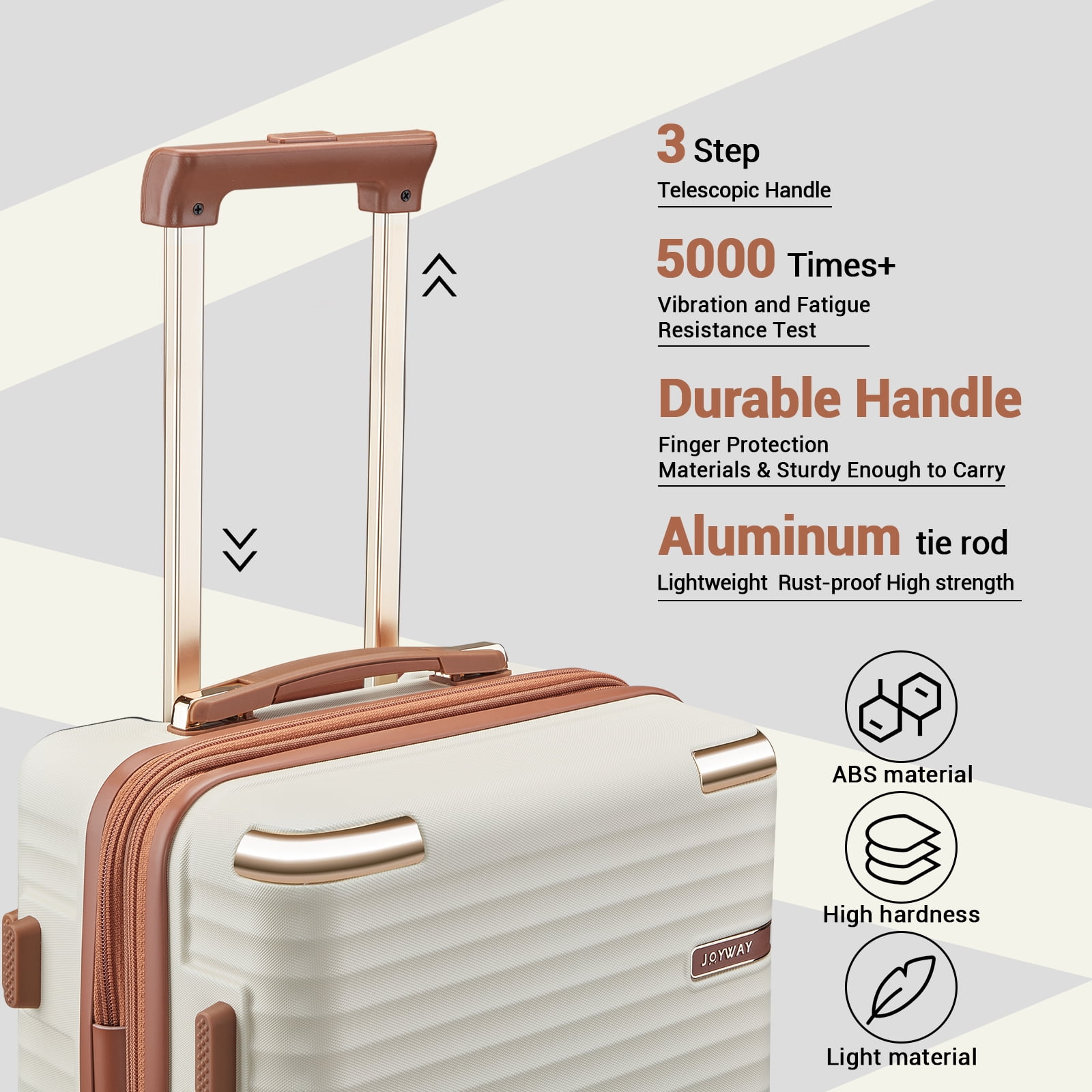 Joyway 3-Piece Carry-On Luggage Set with Swivel TSA Lock and Leather Carry Bag