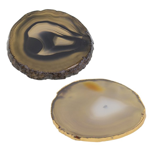 2 Juegos De Rodajas De ágata, Cristales, Piedras De , Fabricación , Borde Dorado Sunnimix Rebanadas de ágata natural