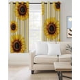 thumbnail image 2 of Yellow Sunflower Blackout Curtains for Bedroom Living Room Darkening Curtains 54 Inch Long Beige Vertical Striped Beige Retro Short Curtain for Small Window Treatment Grommet Drapes 42"x54"x2, 2 of 9