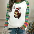 thumbnail image 2 of Christmas Sweaters for Women Trendy Oversized Sweatshirts Crewneck Sweatshirt Blue Long Sleeve Blouses Plus Size, 2 of 5