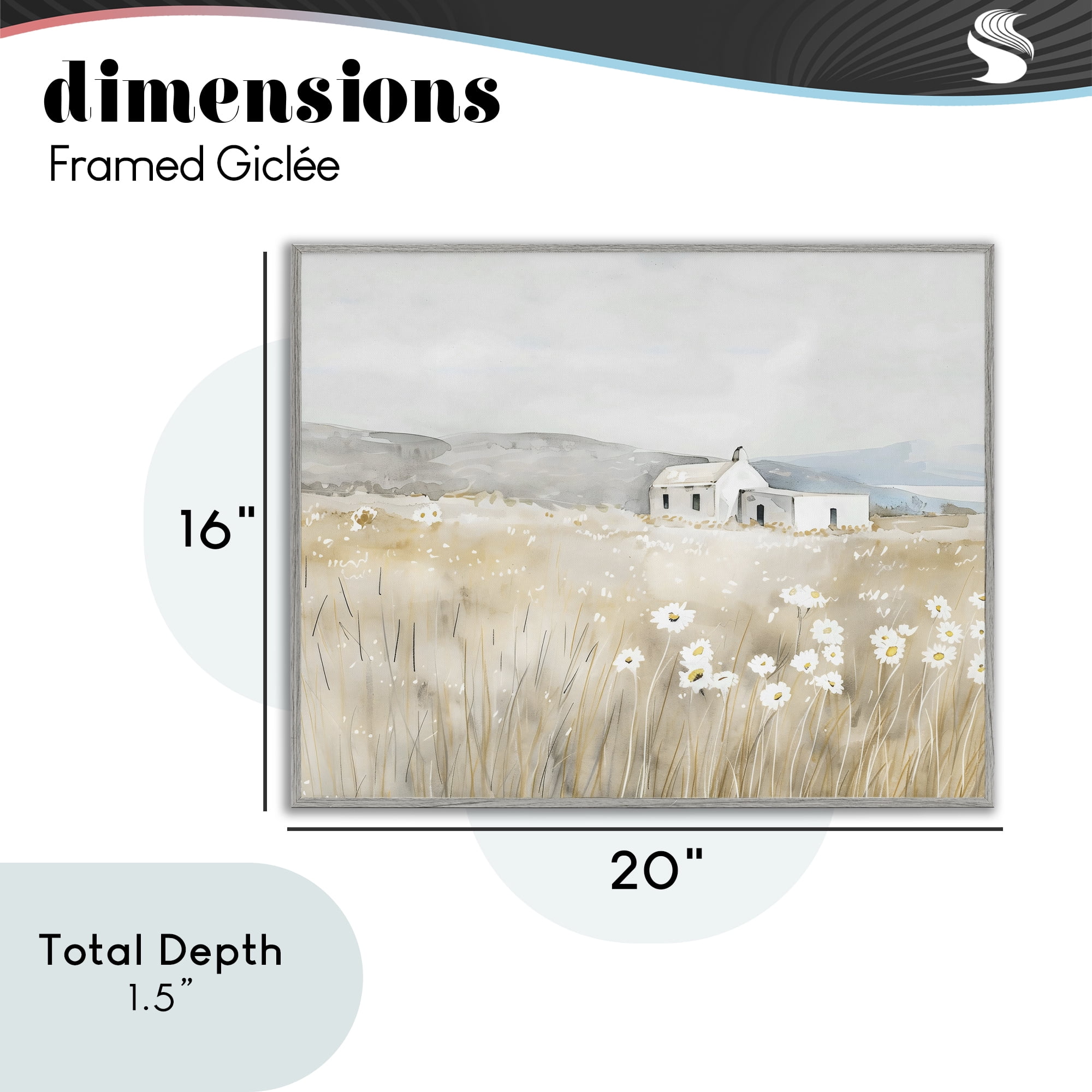 Stupell Industries Rustic Landscape Daisy Meadow Gray Framed Giclee Art, design by Creative Studio