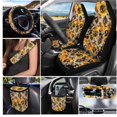 thumbnail image 2 of Yuyamidu Bee Car Seat Cover Full Set of 15 Sunflowers Steering Wheel Cover Seat Belt Covers Trash Can Air Vent Organizer Box Rear View Mirror Cover Coasters Key Chain Car Interior Accessories, 2 of 7