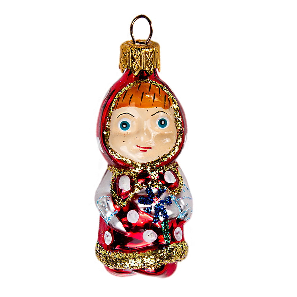 Russian christmas ornament Russian glass girl Mashen'ka Handblown glass baubles
