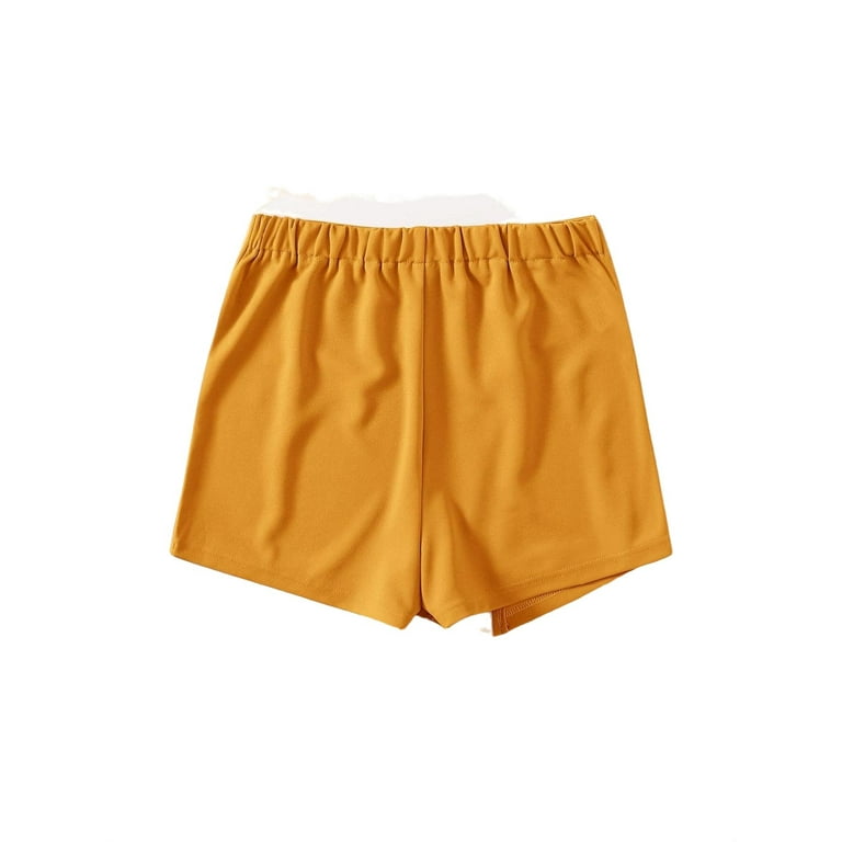 Women s Mustard Yellow Casual Plain Skort Plus Size Shorts