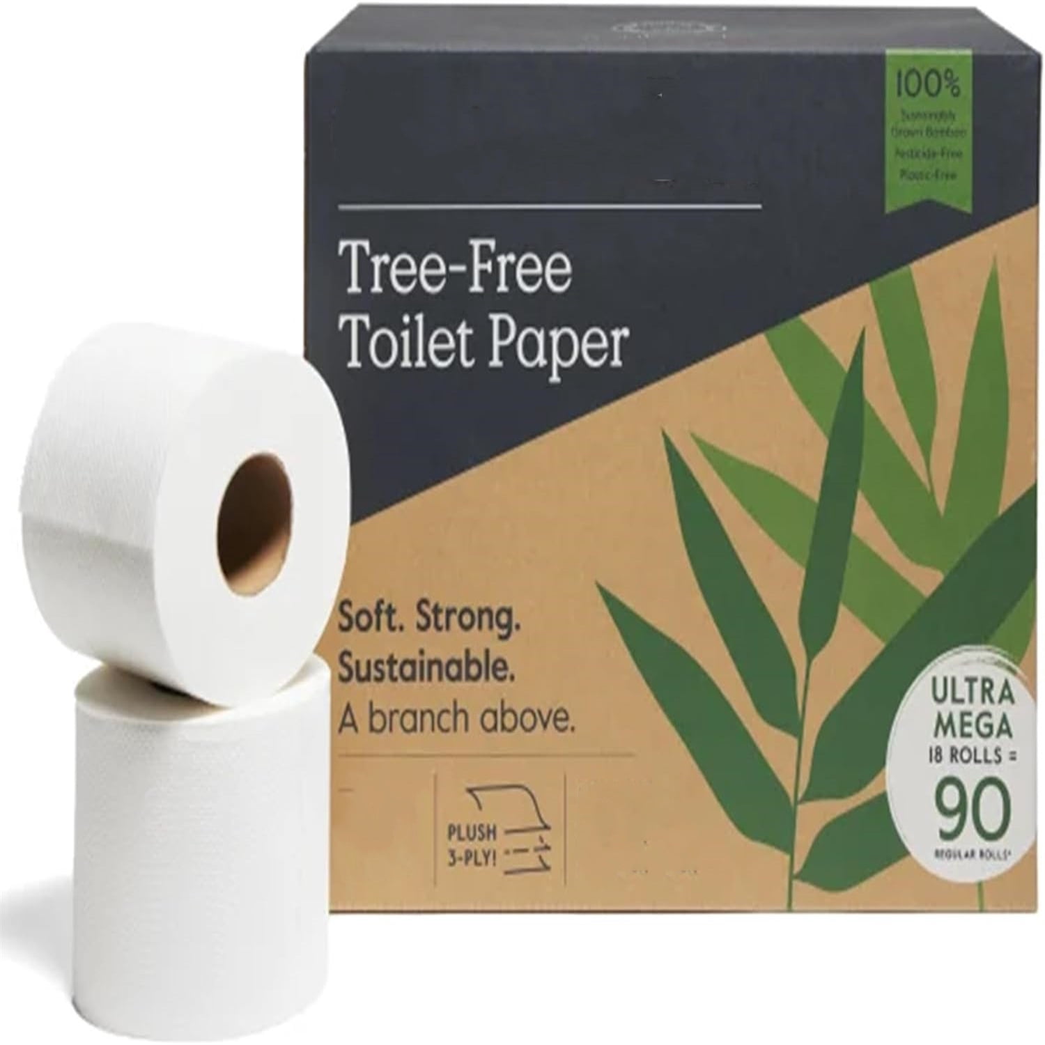Toilet Paper Tree Free & Septic  Bath Tissue, Ultra Soft, Durable, & Absorbent 3 Ply Sheets (1 Roll = 44.4 sq ft) Bulk Toilet Paper (Pack of 18 Rolls)