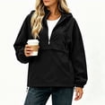 thumbnail image 2 of IUYRTFE Women's Half Zip Waterproof Jacket with Detachable Hood Long Sleeve Outdoor Windbreaker, 2 of 7