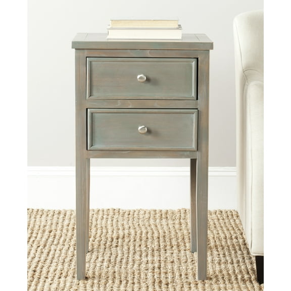 SAFAVIEH Toby Nautical Rustic Nightstand with 2 Storage Drawers, French Grey