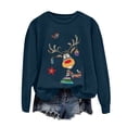 thumbnail image 4 of Kaprioy Sweatshirts for Women Cute Christmas Gift Long Sleeve Shirt Pullover Tops Elk Prints Fall Fashion Clothing Navy, XXL, 4 of 6