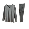 thumbnail image 3 of Swuxness Men's 2 Piece Pajama Set V Neck Top Long Pants Solid Color Warm Soft Casual Homewear, 3 of 5