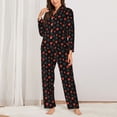 thumbnail image 2 of KLL Poker Creative Symbols Print Women's Long Sleeve Pajamas with Pants Sleepwear Loungewear 2 Set-Small, 2 of 7
