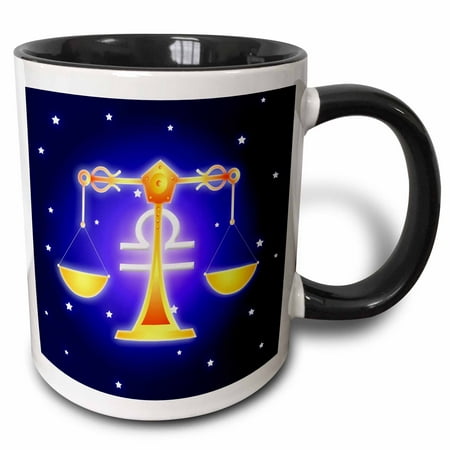 - 3dRose Cute Astrology Libra Zodiac Sign Scale - Two Tone Black Mug, 11-ounce
