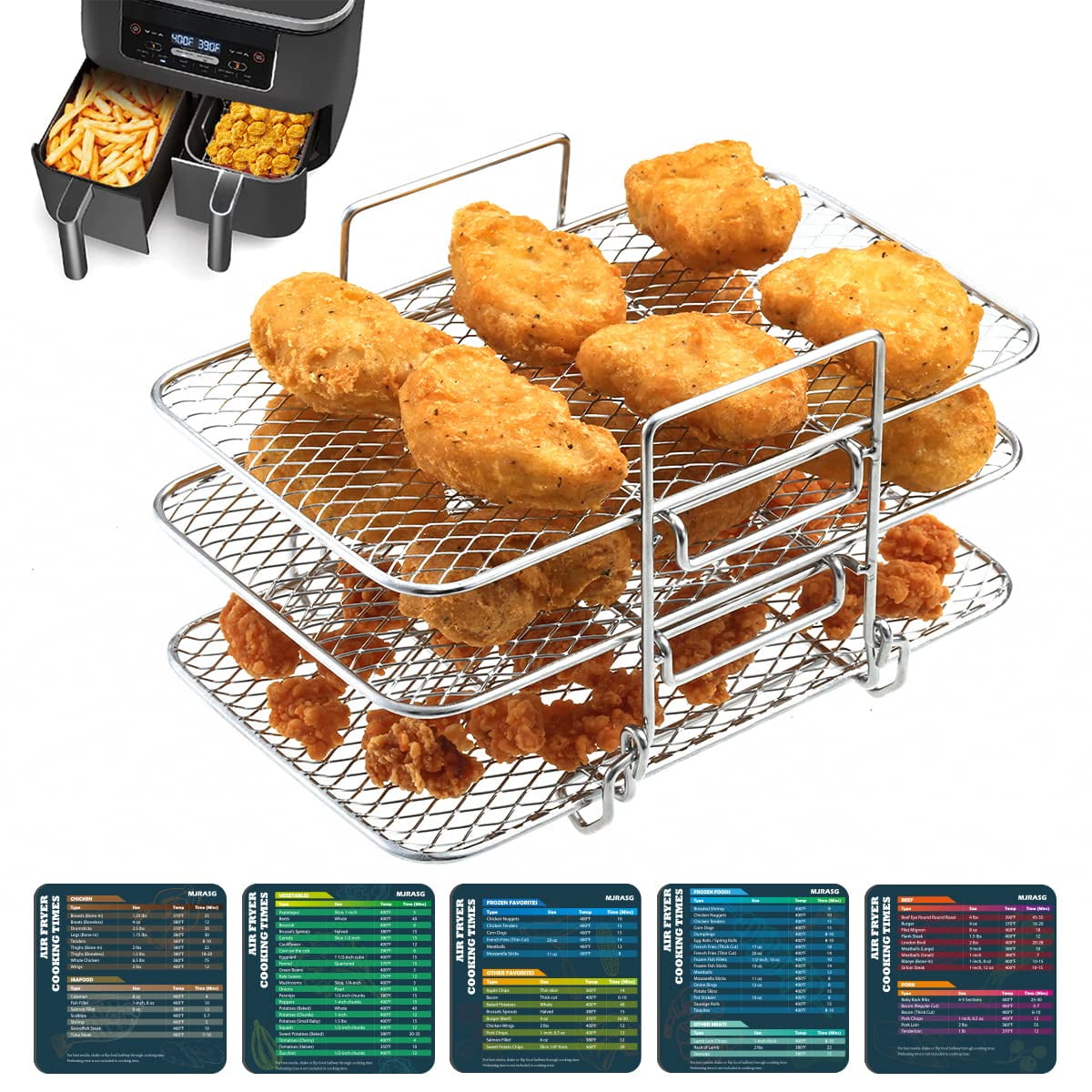 TuTuYa Air Fryer Rack for Ninja Dual Air Fryer DZ201/401 & Most