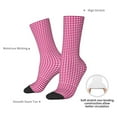 thumbnail image 4 of Picia Pink Gingham Print Athletic Socks for Men & Women – Cushioned Moisture-Wicking Crew Socks for Sports, Running, and Training, Soft & Breathable Size 5-11, 4 of 6