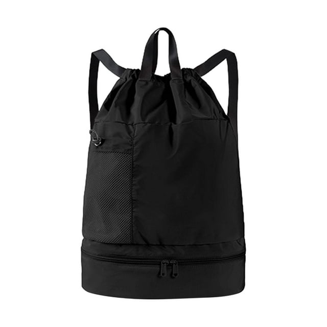 Mochilas con cordón de malla para natación, bolsa de baloncesto para fútbol, viajes, baloncesto Negro