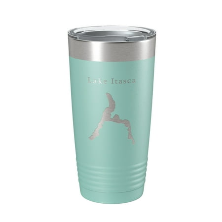 

Lake Itasca Map Tumbler Travel Mug Insulated Laser Engraved Coffee Cup Minnesota 20 oz Teal