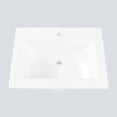 thumbnail image 1 of BeesClover Semi-Recessed Square Vessel Sink 21x17 Inch, White Ceramic Vanity Basin with Single Hole Faucet, Above Counter Bathroom Sink for Small Space Vanity, 1 of 8