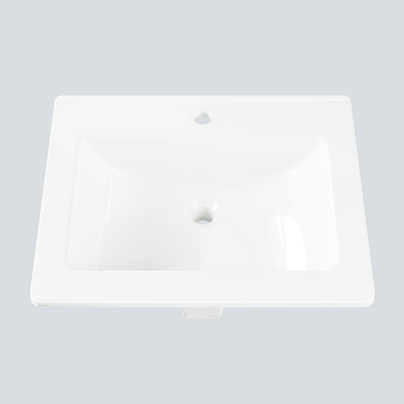 Accreate Semi-Recessed Square Vessel Sink 21x17 Inch, White Ceramic Vanity Basin with Single Hole Faucet, Above Counter Bathroom Sink for Small Space Vanity