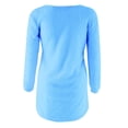 thumbnail image 4 of Dyfzdhu Fuzzy Tops for Women Plus Size Solid Long Sleeve Loose Thermal Fleece Crewneck Sweatshirts Blue, 4 of 5