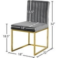 thumbnail image 3 of Meridian Furniture Giselle Gray Velvet Dining Chair (Set of 2), 3 of 5