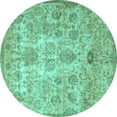 thumbnail image 1 of Ahgly Company Machine Washable Indoor Round Persian Turquoise Blue Traditional Area Rugs, 5' Round, 1 of 4