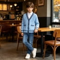 thumbnail image 2 of Boys‘ Cotton Cardigan Sweater Button-Up V-Neck Knit Basic Casual Outerwear School Uniform Sweater Striped Rib Trim Pullover, 2 of 6