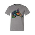 thumbnail image 3 of Colorful Neon Horse | Dean Russo Art Animal Lover Men's T-Shirt, Heather Grey, 4X-Large, 3 of 6