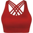thumbnail image 3 of WANOSS Women's XXL Strappy Longline Crossback Padded Sports Bra, Red, 3 of 10
