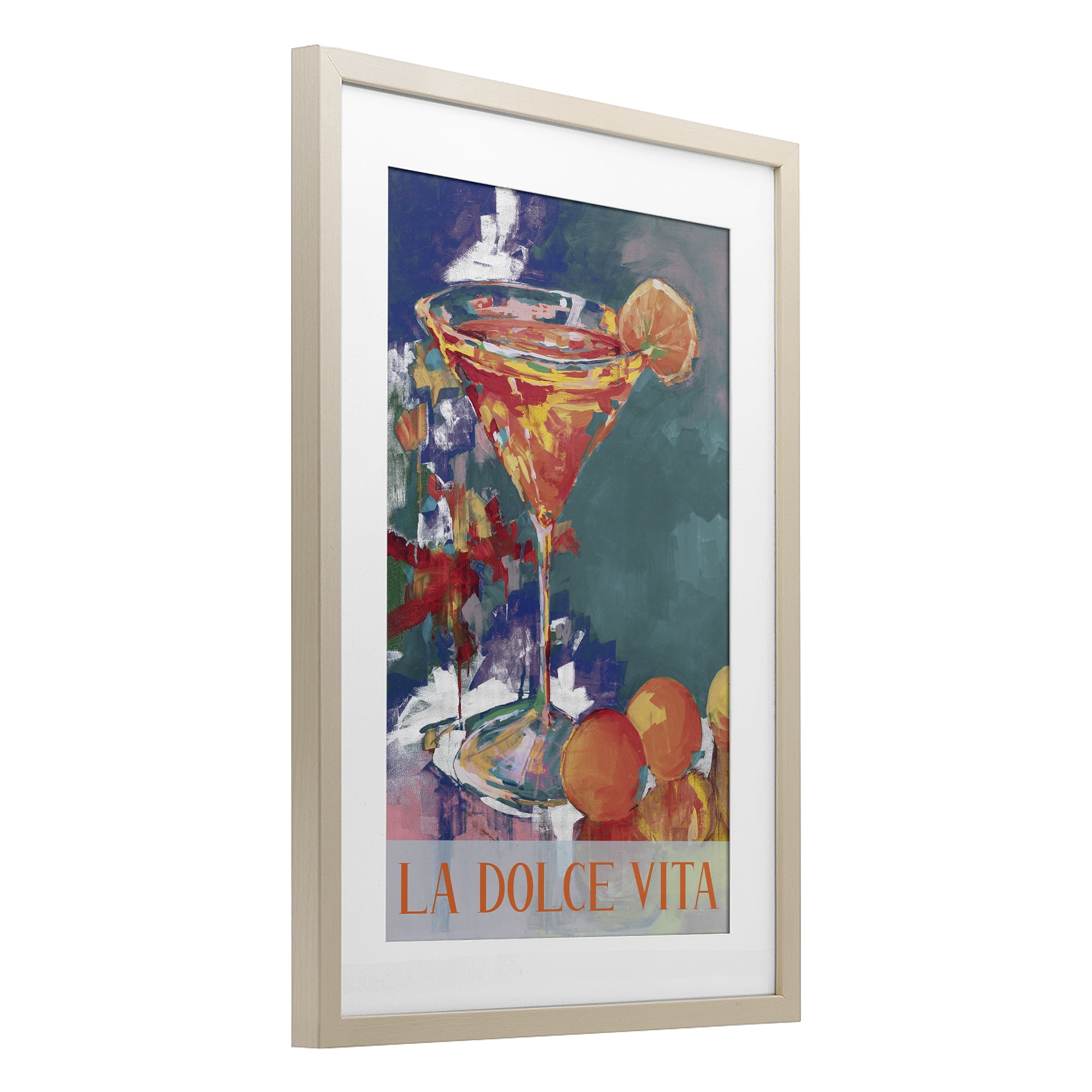 Stupell Industries Citrus Cocktail on Blue Birch Framed Print Under Glass, design by Jane Slivka