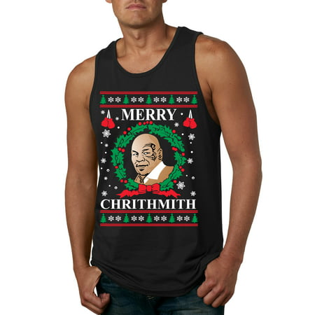 Merry Chrithmith Mike Tyson Mens Ugly Christmas Graphic Tank (Mike Tyson Best Boxer Ever)
