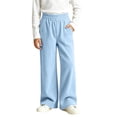 thumbnail image 4 of Girls Corduroy Sweatpants with Pockets Baggy Fall Winter Casual Elastic Waist Kids Active Pants Blue 8, 4 of 7