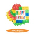 thumbnail image 3 of Bloques de construcción para decoración de fiesta de cumpleaños, vajilla, pulsera, vasos de papel, platos, mantel, globo, regalo de cumpleaños, 3 of 5
