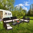 thumbnail image 1 of Costway 8PCS Patio Rattan Conversation Furniture Set Cushioned Seat Glass Table, 1 of 10