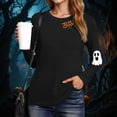 thumbnail image 3 of enyan Women Halloween Shirt Funny Pumpkin Ghost T-Shirts Long Sleeve Holiday Fall Tee Tops Women Halloween Shirts Black,S, 3 of 7