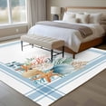 thumbnail image 4 of 5'x7' Area Rugs for Living Room Bedroom, Blue Coastal Washable Rug Carpet Runner Indoor Outdoor, Nautical Starfish Eucalyptus Leaf Coral Striped Non Slip Floor Mats Area Rug for Kitchen, Nursery, 4 of 8