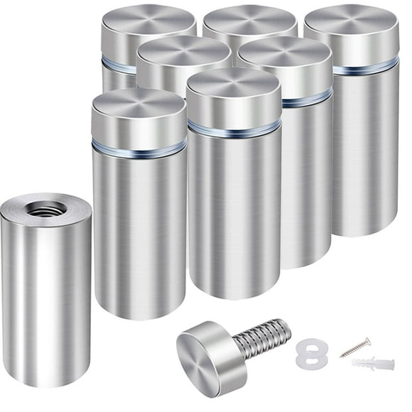 Osring 1in Dia x 4in Ln Wall Standoffs Stainless Steel Large Sign Standoff Holder, Brushed Nickel Advertising Nails Screw Mounting Hardware Holder for Acrylic Board and Sign Display, 8 Pack