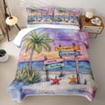 thumbnail image 2 of Erosebridal Watercolor Tropical Ocean Beach Twin Quilt Set for Boys Girls,Teens Summer Holiday Palm Tree Starfish Twin Coverlet Set, 2 of 7