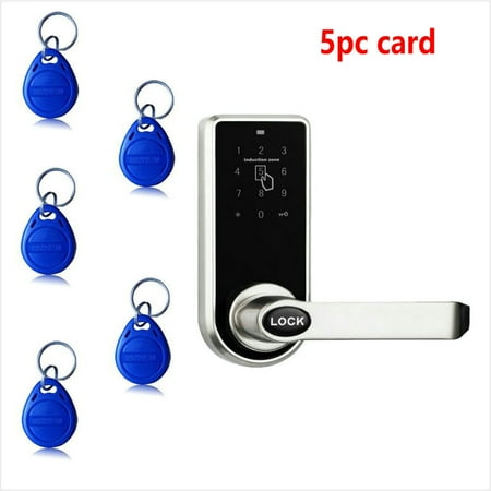 Silver Cordless Receivers iMesheab Digital Electronic Code Keyless Keypad Security Entry Door Lock 5 RFID Card Tag ()