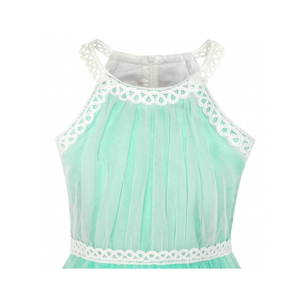 Girls Dress Turquoise Butterfly Embroidered Halter Dress Party 7 - Walmart  Business Supplies