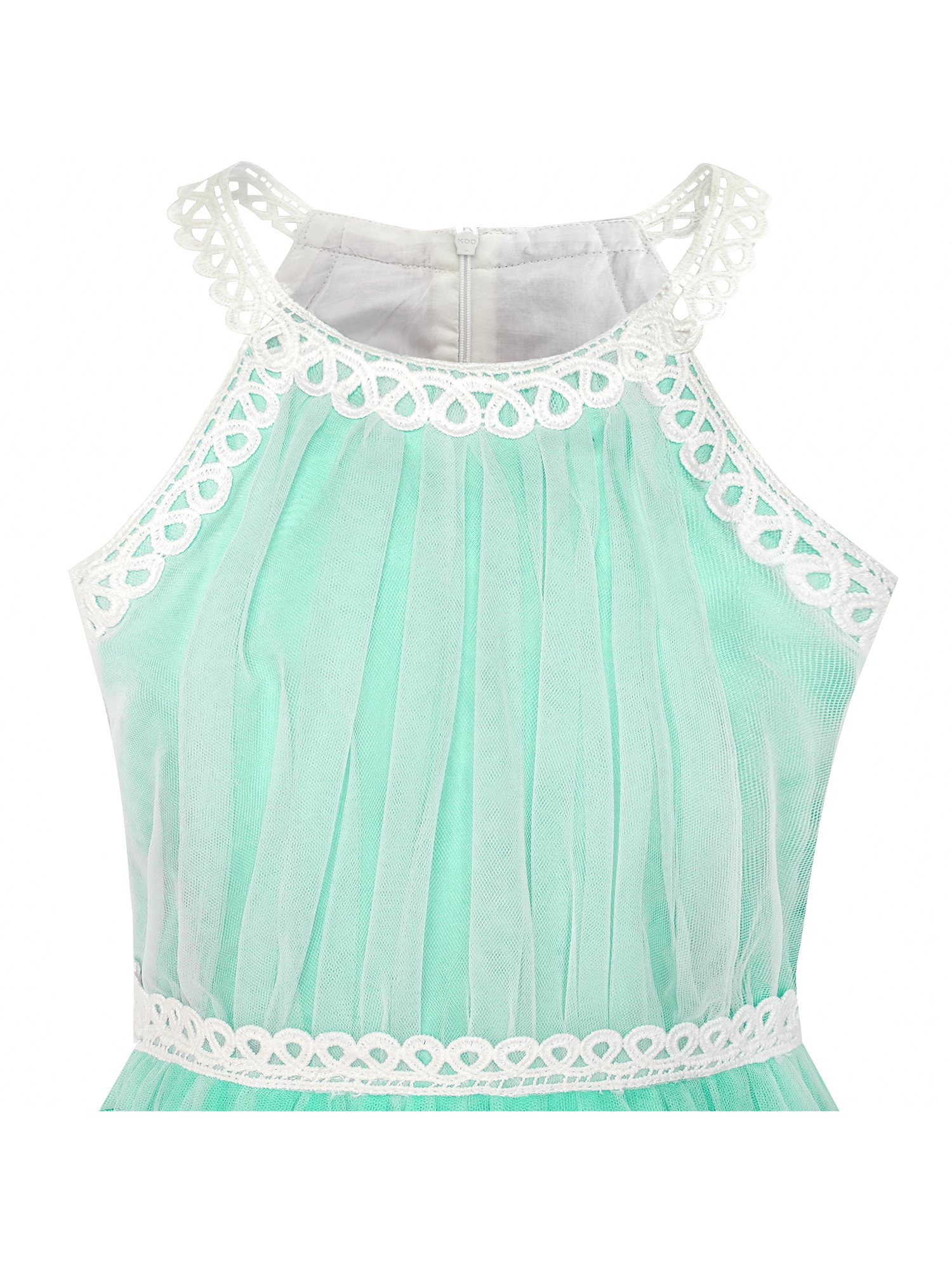 Girls Dress Turquoise Butterfly Embroidered Halter Dress Party 5 - image 4 of 7