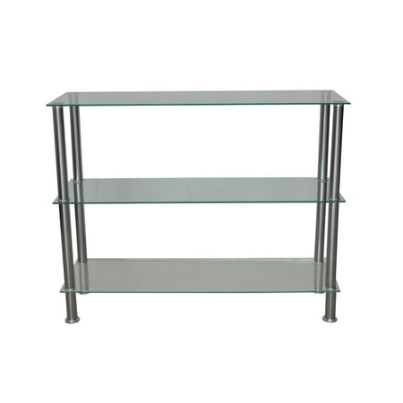 Glass 3 Tiers Console Table Bookshelf Clear Canada Tiers Console Table Bookshelf Clear, Glass Sofa Table With Shelf