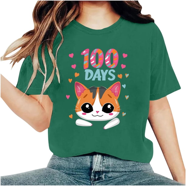 Camisetas de Cuello de Tripulación de Manga Corta para Mujeres Carta Impresa Camiseta 95% Poliéster 5% Spandex, Manga Corta Cuello Redondo Top Casual para Diario