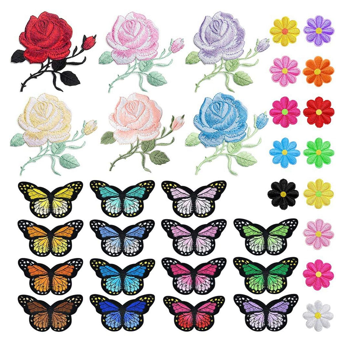 Shiny Pink Butterfly Applique Motifs For Craft Pack Of 6 