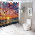 thumbnail image 7 of Orinice  Beach Shower Curtain Seagull Seaside Shower Curtain with 12 Hooks, Sunset Ocean Waves Shower Curtain Blue Sky Coastal Sun Rays Shower Curtain for Bathroom 60x72, 7 of 7
