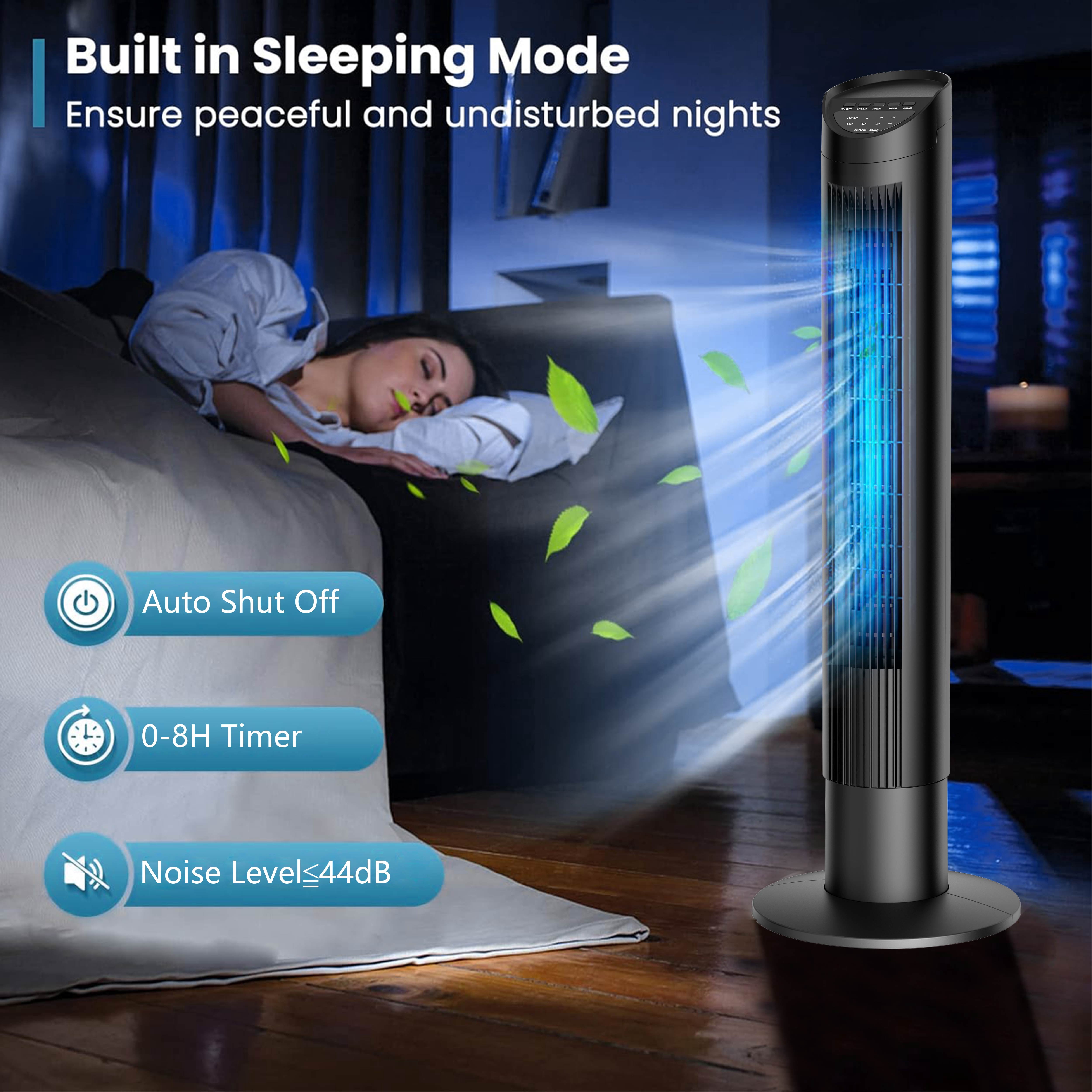 SUGIFT Tower Fan for Home, 35" Standing Floor Fan with Remote, 60 Oscillating Fan, 3 Speeds, 3 Modes, 8H Timer, Quiet Bedroom Fan