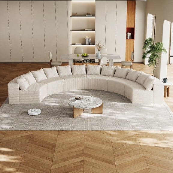 Curved Corduroy Sectional Sofa (6 Modules) - Bedroom/Living Room/Office Seating
