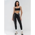 thumbnail image 6 of PISONIC Womens Two Piece Workout Set Spaghetti Straps Color Block Sports Bra Matching High Waist Leggings Gym Work Out Outfits, 6 of 7