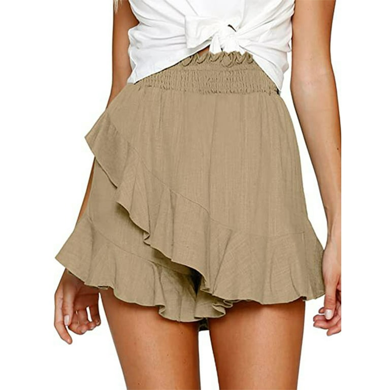 Frontwalk Women Casual Skorts Ruffle Irregular Hem Bermuda Loose Skorts  Summer Beach Holiday Skort Shorts - Walmart.com